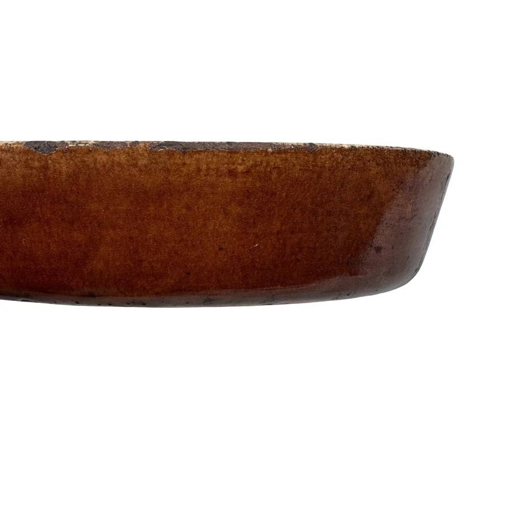 Antique Emile Henry French Stoneware Oval Baking Dish Brown Glazed Gratin Pan 8